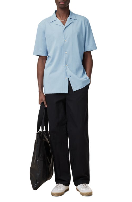 Allsaints Hudson Short Sleeve Button Down Shirt In Static Blue