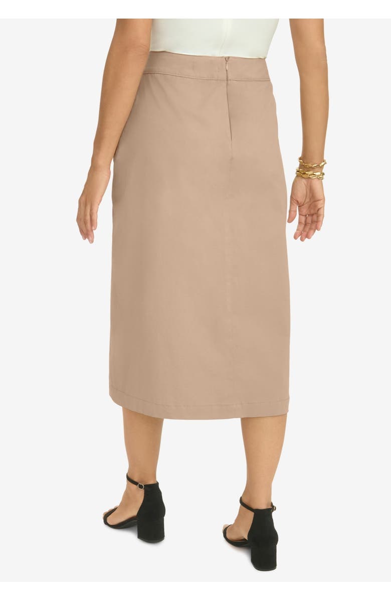 Jessica London Chino Faux Wrap Skirt, Alternate, color, 