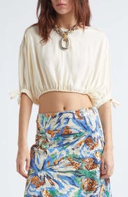 Rabanne Crop Lace Trim Pintuck Top