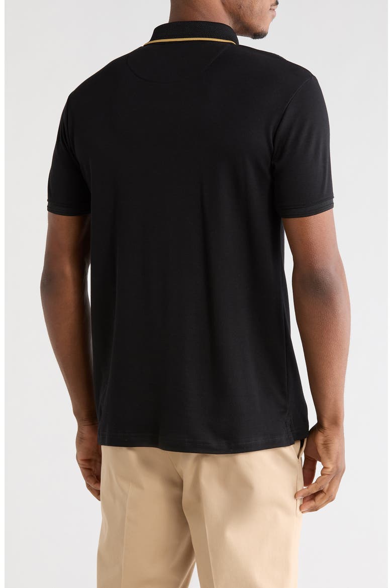 Geometric Covered Placket Polo, Alternate, color, BLACK