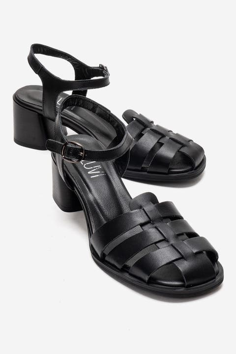 Devora Leather Block Heel Sandal