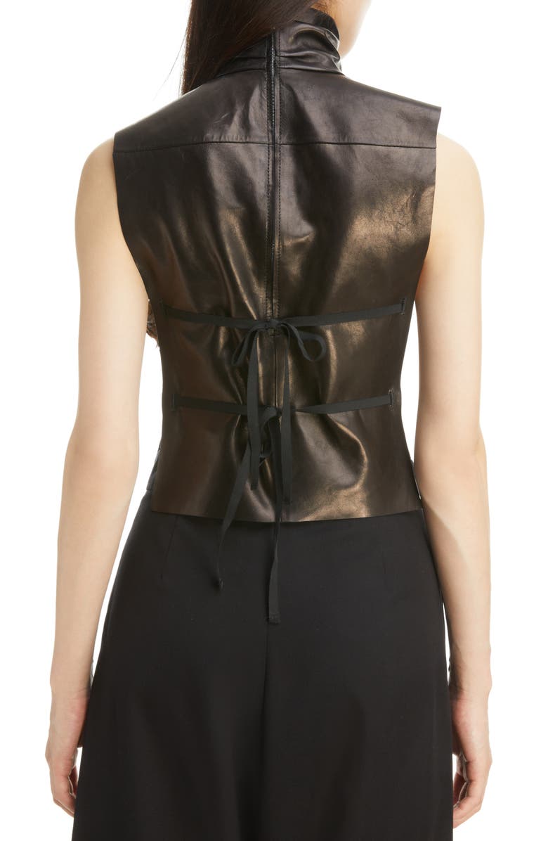 Dries Van Noten Larma Leather Turtleneck Tank, Alternate, color,