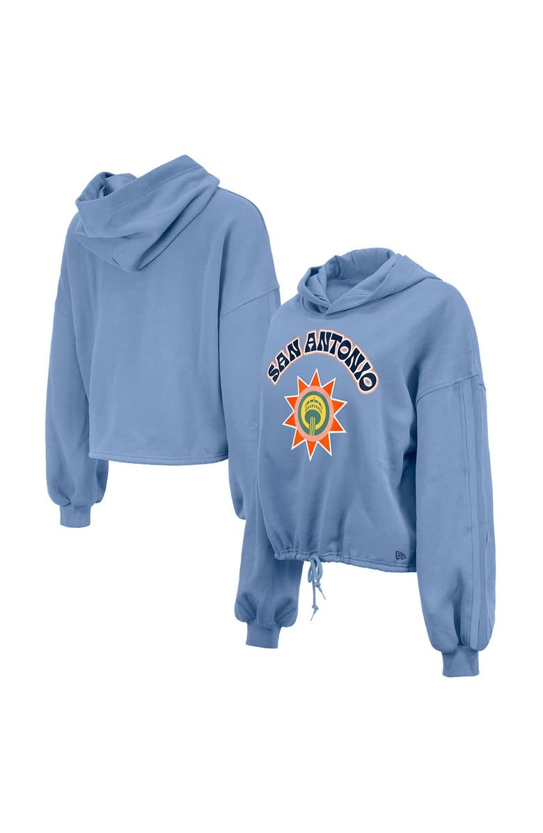 New Era Women's New Era Light Blue San Antonio Spurs 2024/25 City Edition Cropped Pullover Hoodie, Alternate, color, 