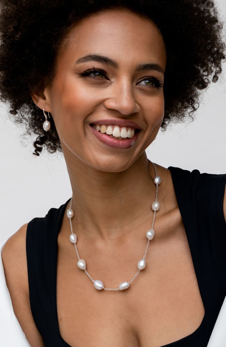 Dower & Hall White Baroque Pearl Chain Necklace, Alternate, color, Sterling Silver