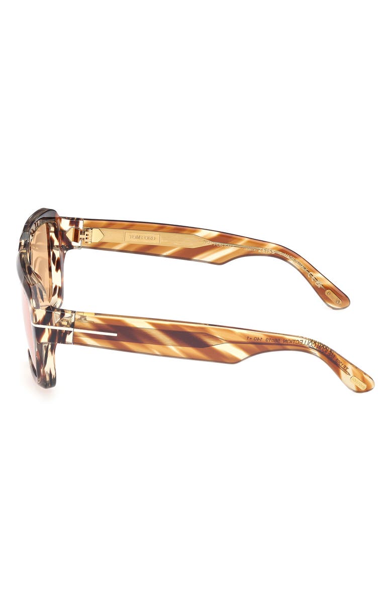 TOM FORD Icon 56mm Navigator Sunglasses, Alternate, color, Striped Brown Yellow/ Orange