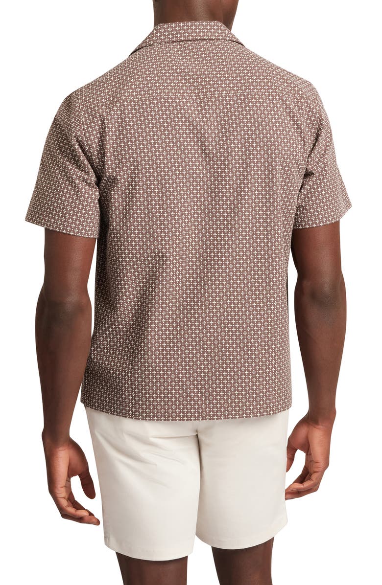 Ted Baker Merrick Geo Print Cotton Camp Shirt, Alternate, color, Brown