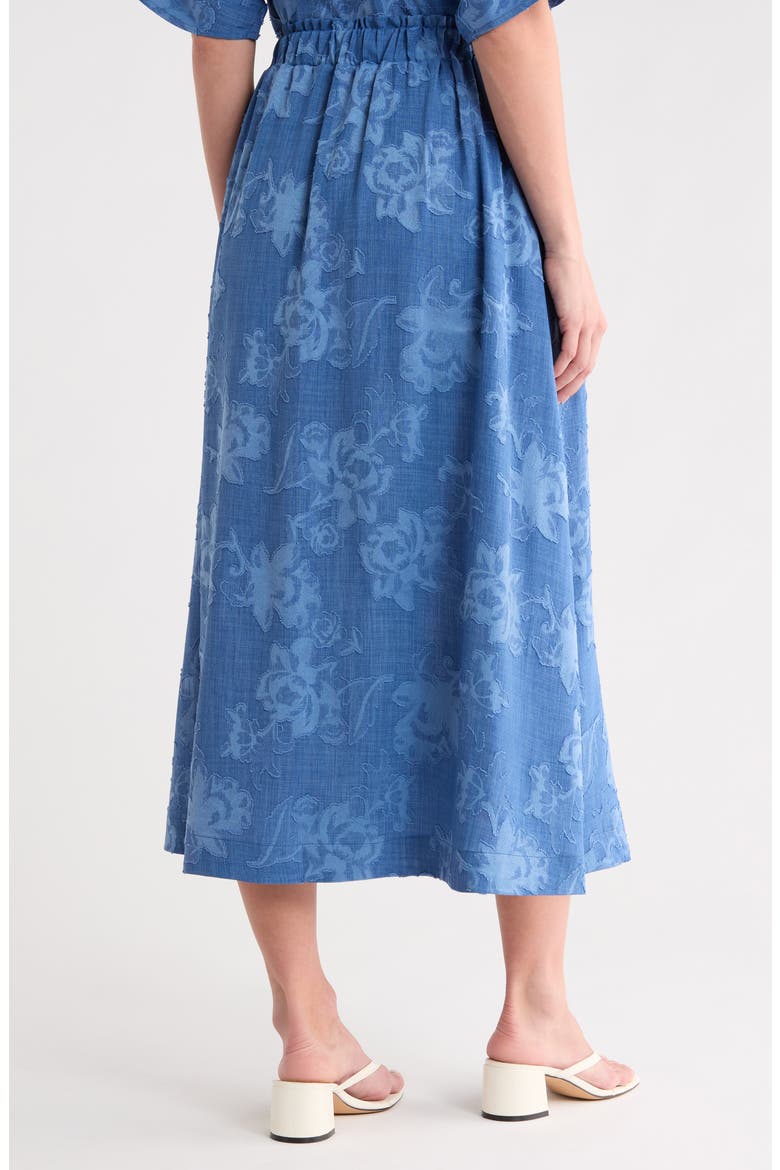 Floral Jacquard Midi Skirt, Alternate, color, BLUE FLORAL