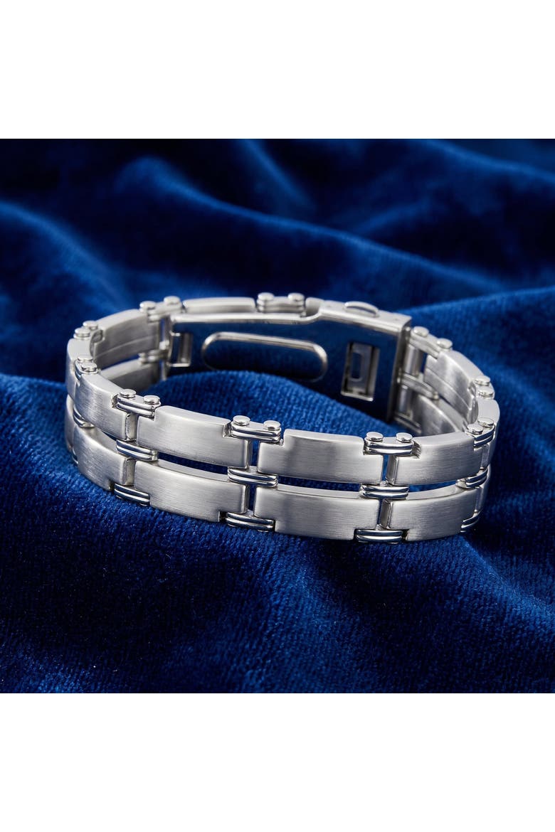 Men's Single Tone Steel and Double Wide LInk  8.5" 15mm Bracelet, Alternate, color, Stainless Steel