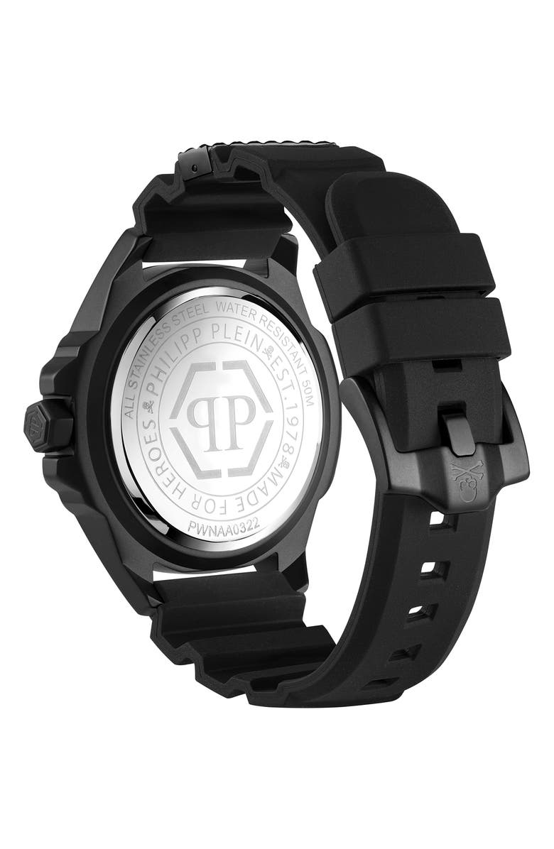 PHILIPP PLEIN The $kull Crystal Silicone Strap Watch, 44mm, Alternate, color, 