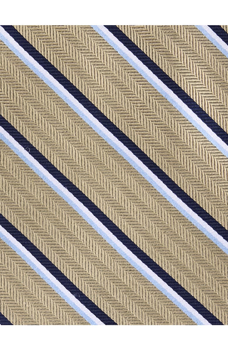 Oak Hill Premium by DXL Big & Tall Herringbone Striped Silk Tie, Alternate, color, Tan