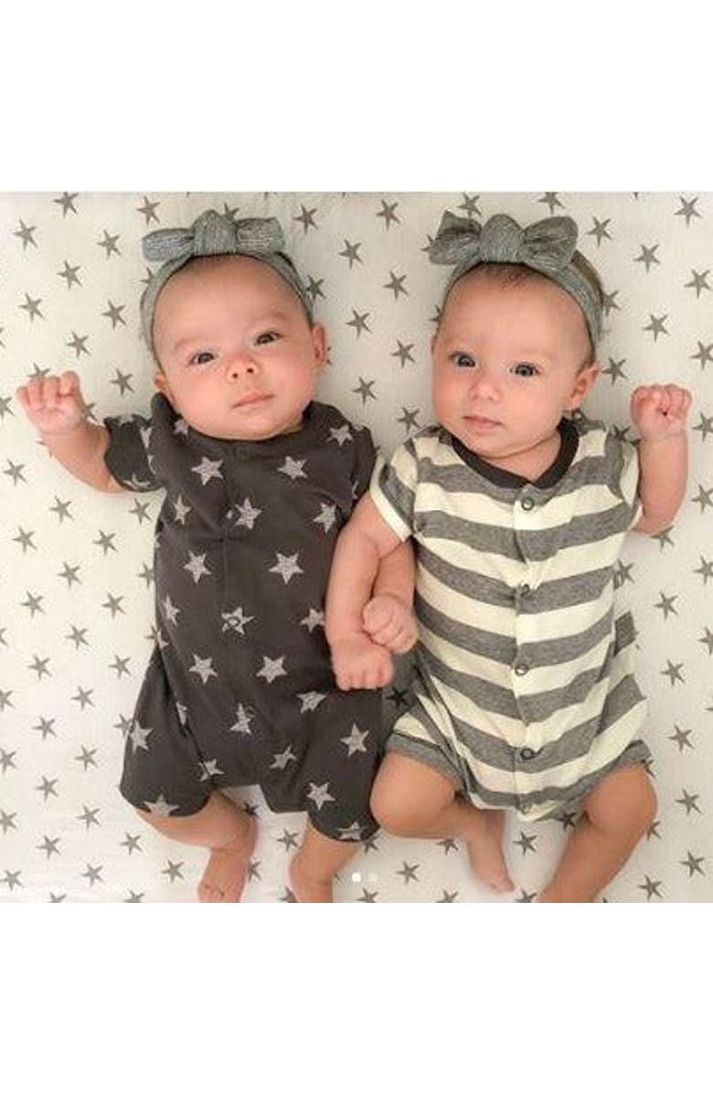 Ely's & Co. Baby Fitted Waterproof Pack N Play | Mini Portable Crib Sheet Set 2 Packs, Alternate, color, Grey Stars