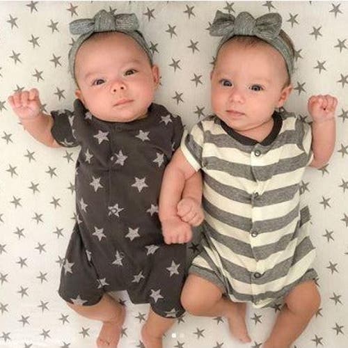 Ely's & Co. Baby Fitted Waterproof Pack N Play | Mini Portable Crib Sheet Set 2 Packs In Grey Stars
