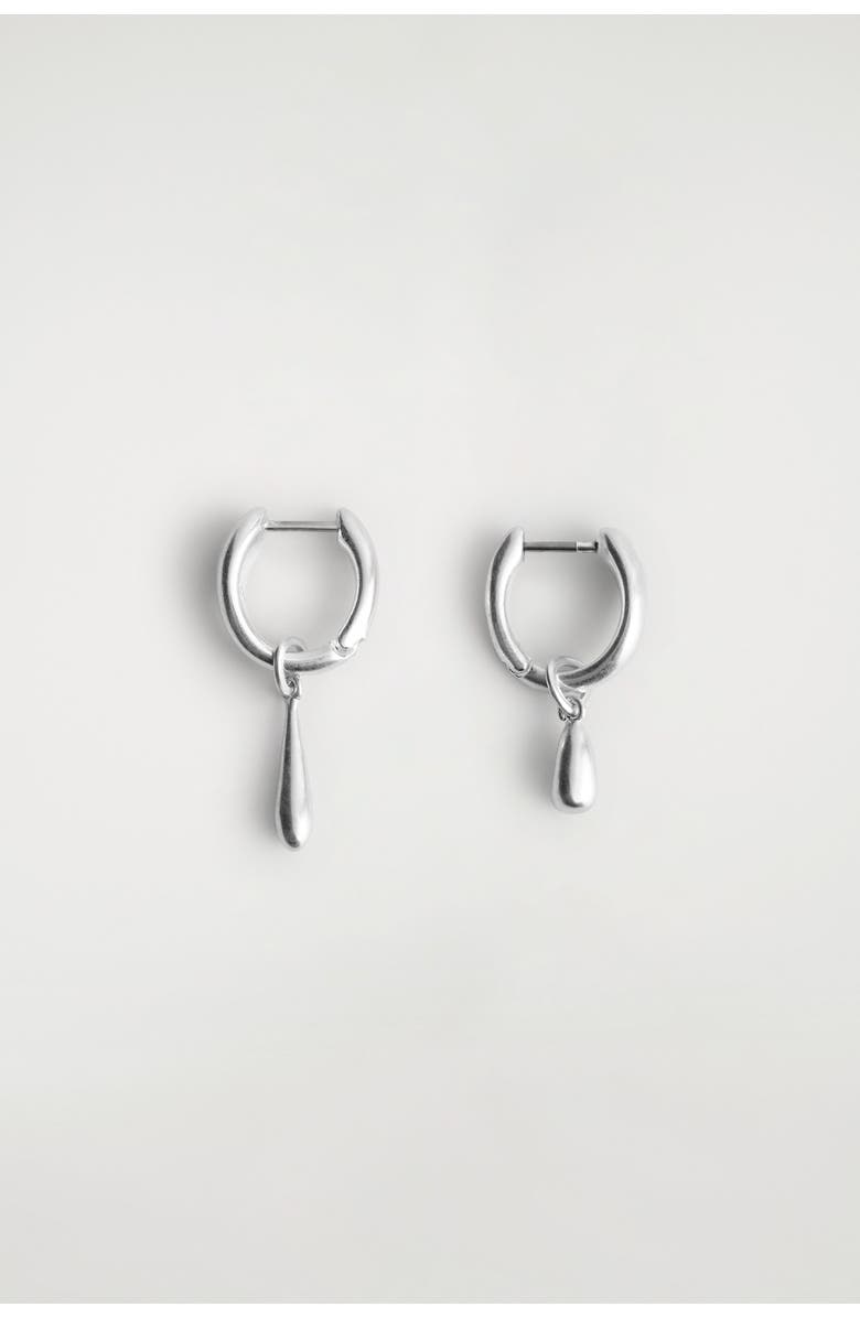 COS Mismatched Teardrop Hoop Earrings, Alternate, color, Silver