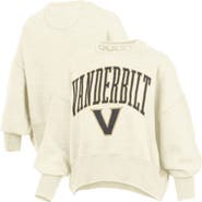 PRESSBOX Women's Pressbox Natural Vanderbilt Commodores Oversized Waist-Length Crewneck Sweatshirt