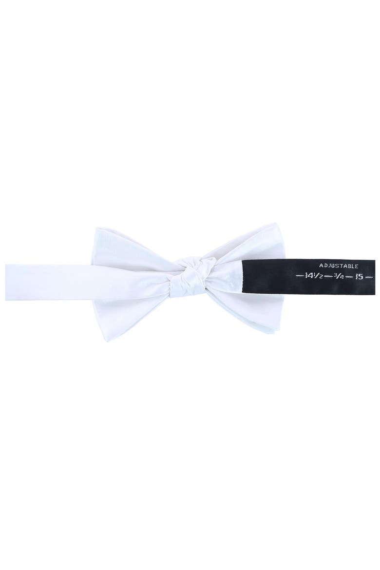 Sutton Pre-Tied Silk Bow Tie, Alternate, color, WHITE