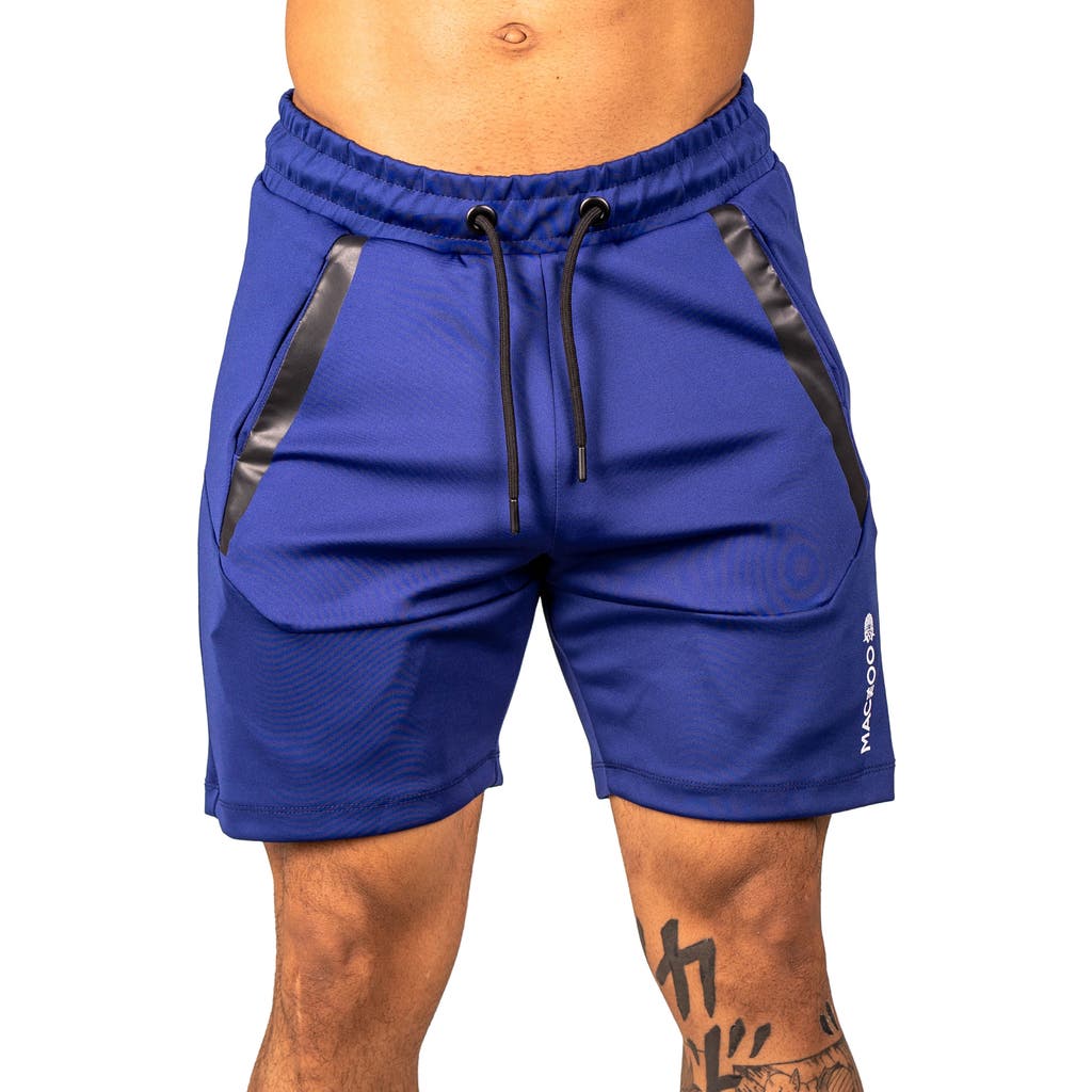 Maceoo Shield Blue Drawstring Shorts In Blue