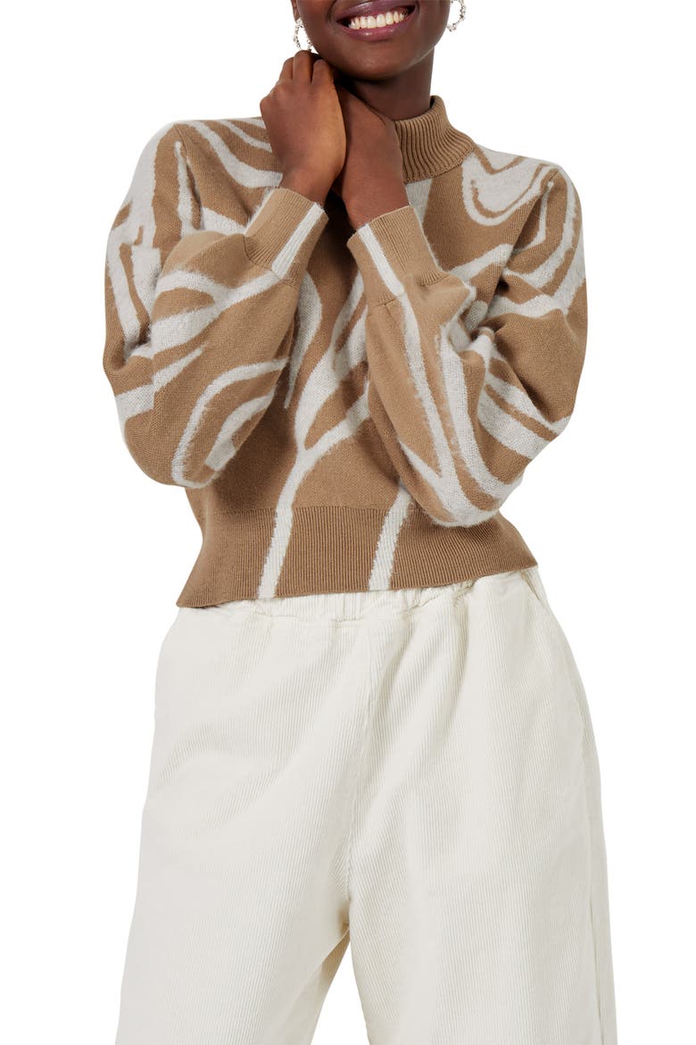 Maryssa Jacquard Sweater, Main, color, CAMEL-CLASSIC CREAM