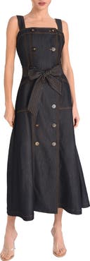 CIEBON Drew Seamed Denim Maxi Dress
