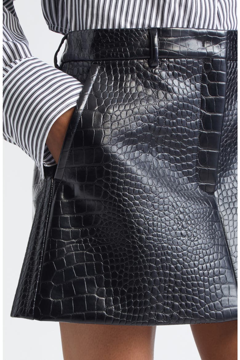 Croc Embossed Faux Leather Miniskirt, Alternate, color, BLACK