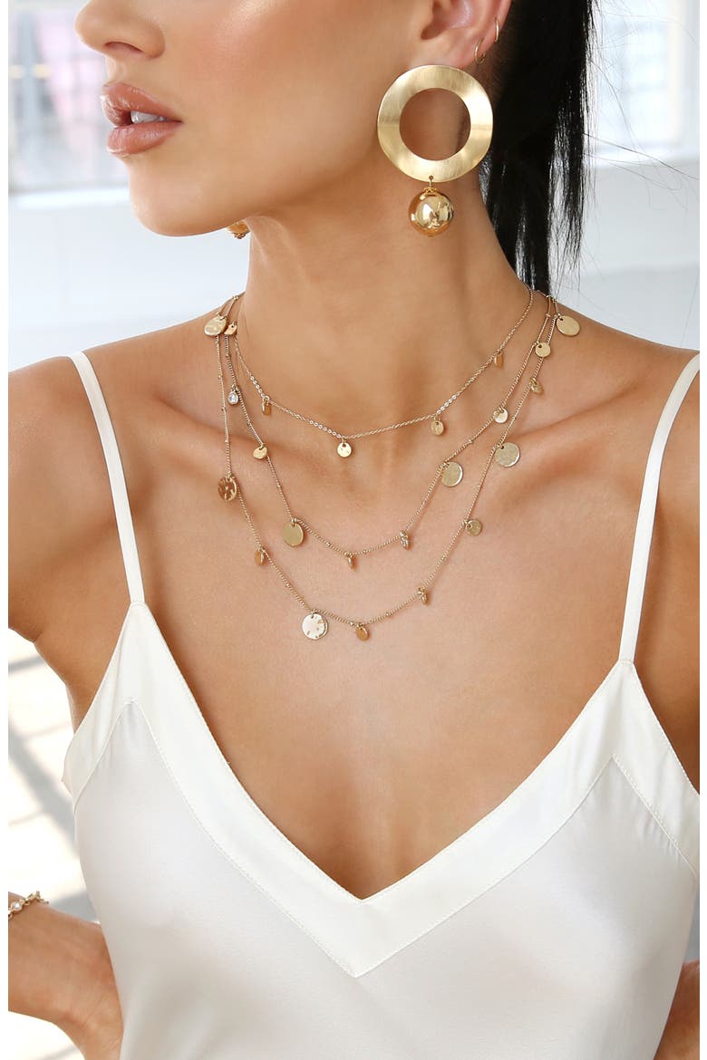 Set of 3 Disc Necklaces, Alternate, color, GOLD