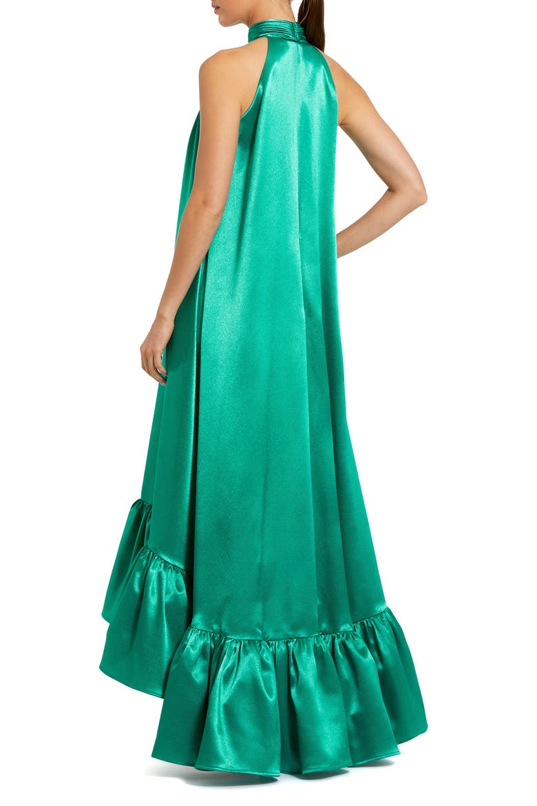 Women’s Sleeveless Halter Neck Satin High-Low Gown, Alternate, color, Jade