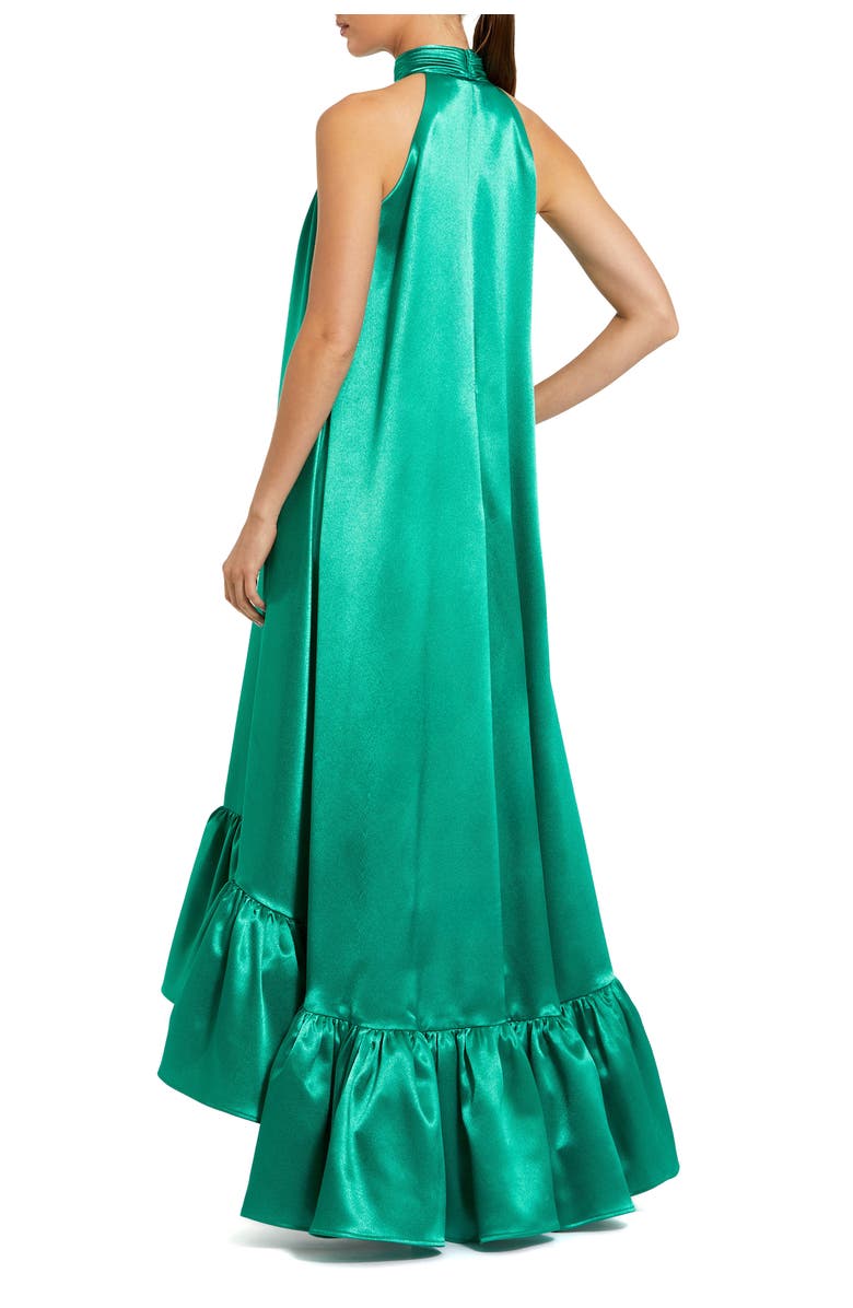 Mac Duggal Women’s Sleeveless Halter Neck Satin High-Low Gown, Alternate, color, Jade