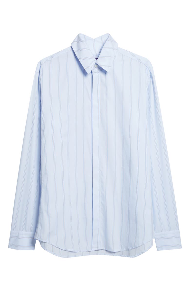 Jean Paul Gaultier Pinstripe Floating Collar Button-Up Shirt, Main, color, Light Blue/ White