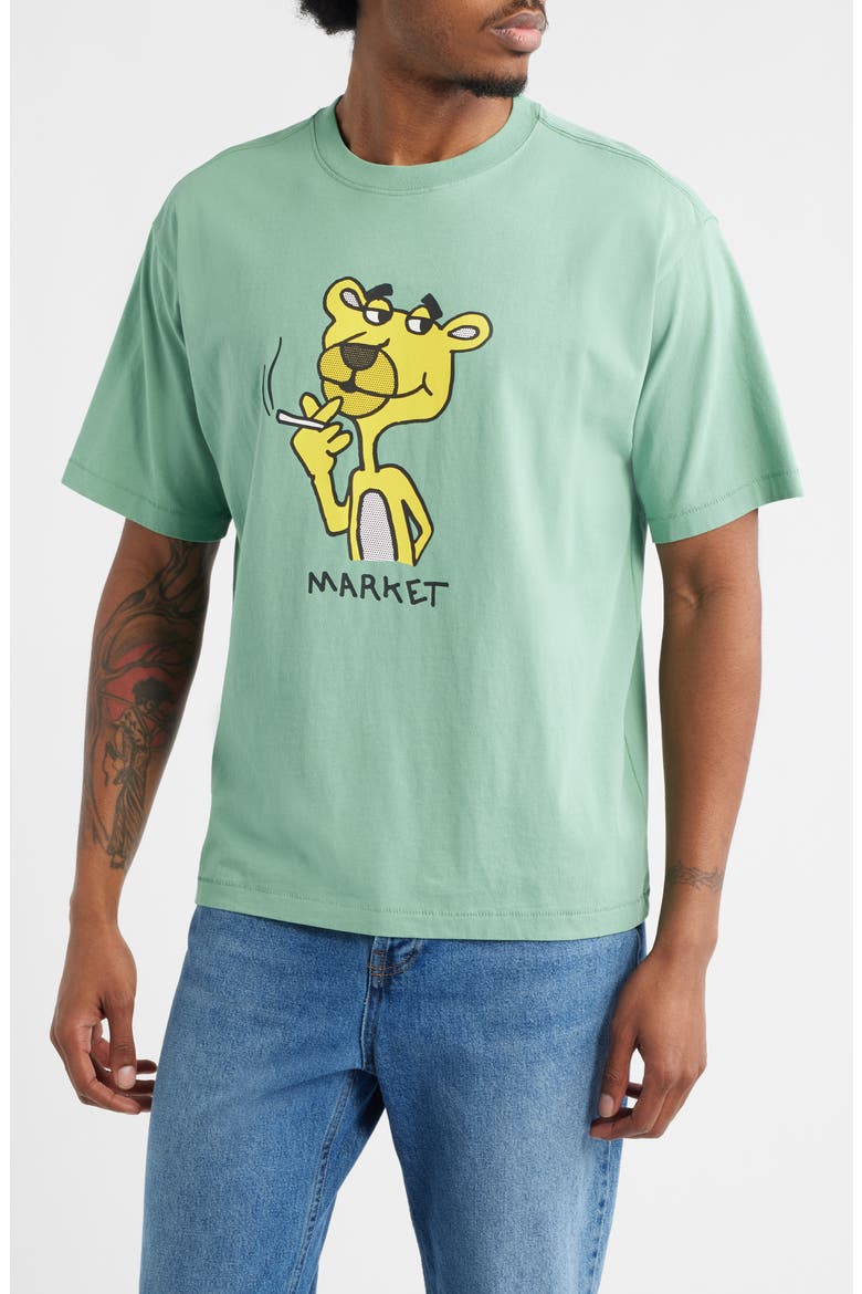 Yellow Panther Graphic T-Shirt, Main, color, GREEN