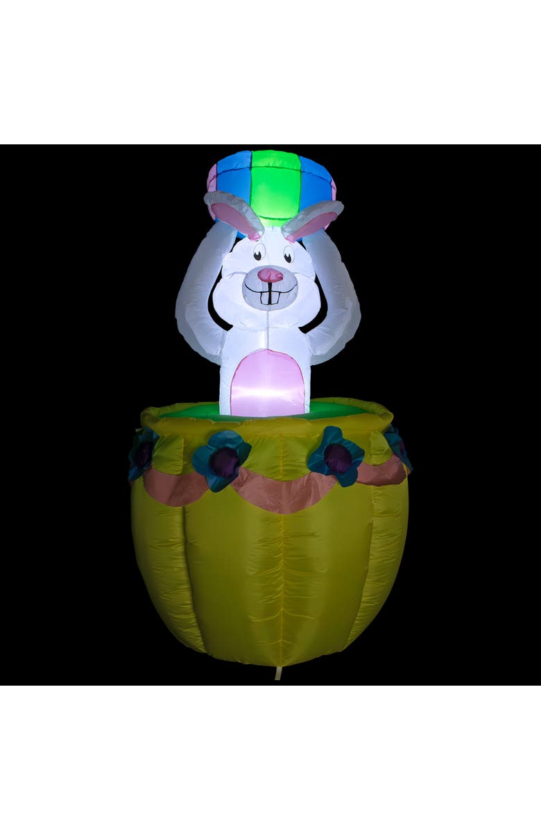 Northlight Lighted and Animated Inflatable Easter Bunny Basket Outdoor Decoration - 5.5' -, Alternate, color, Green