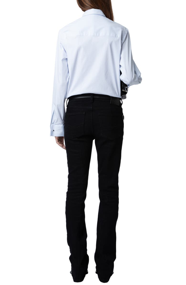 Zadig & Voltaire Taszika French Cuff Cotton Blend Button-Up Shirt, Alternate, color,