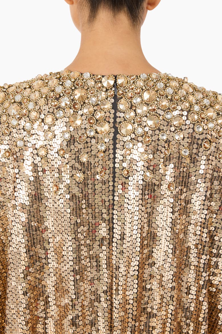 Fontaine Sequin-Embellished Maxi Dress, Alternate, color, Bronze
