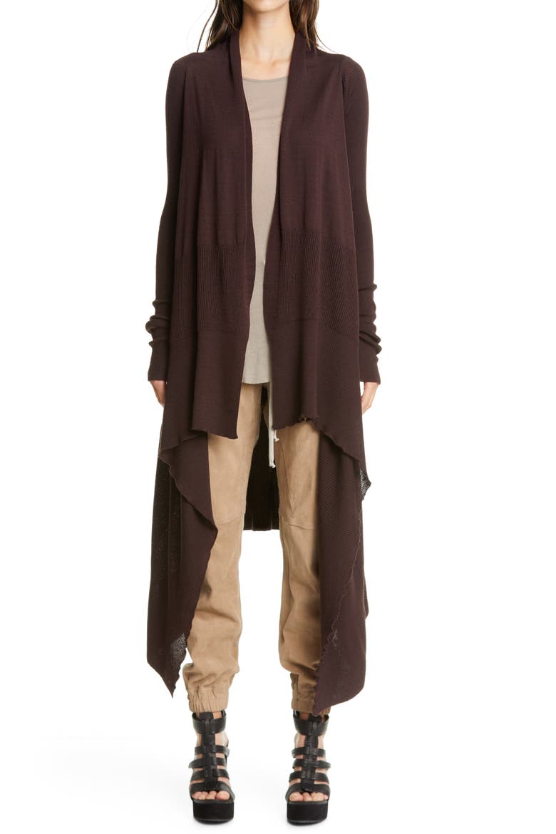 Long Asymmetrical Wool Cardigan, Main, color, BURGUNDY