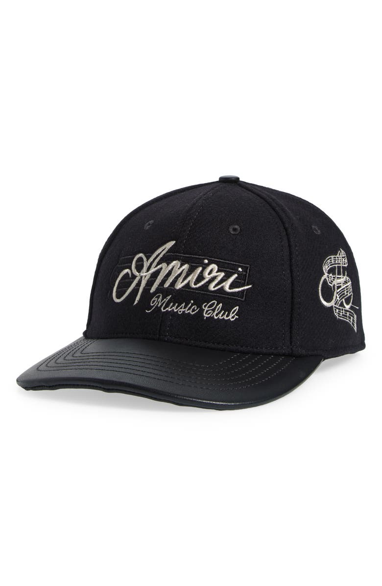 AMIRI Hollywood Music Club Wool Blend Adjustable Baseball Cap, Main, color, 