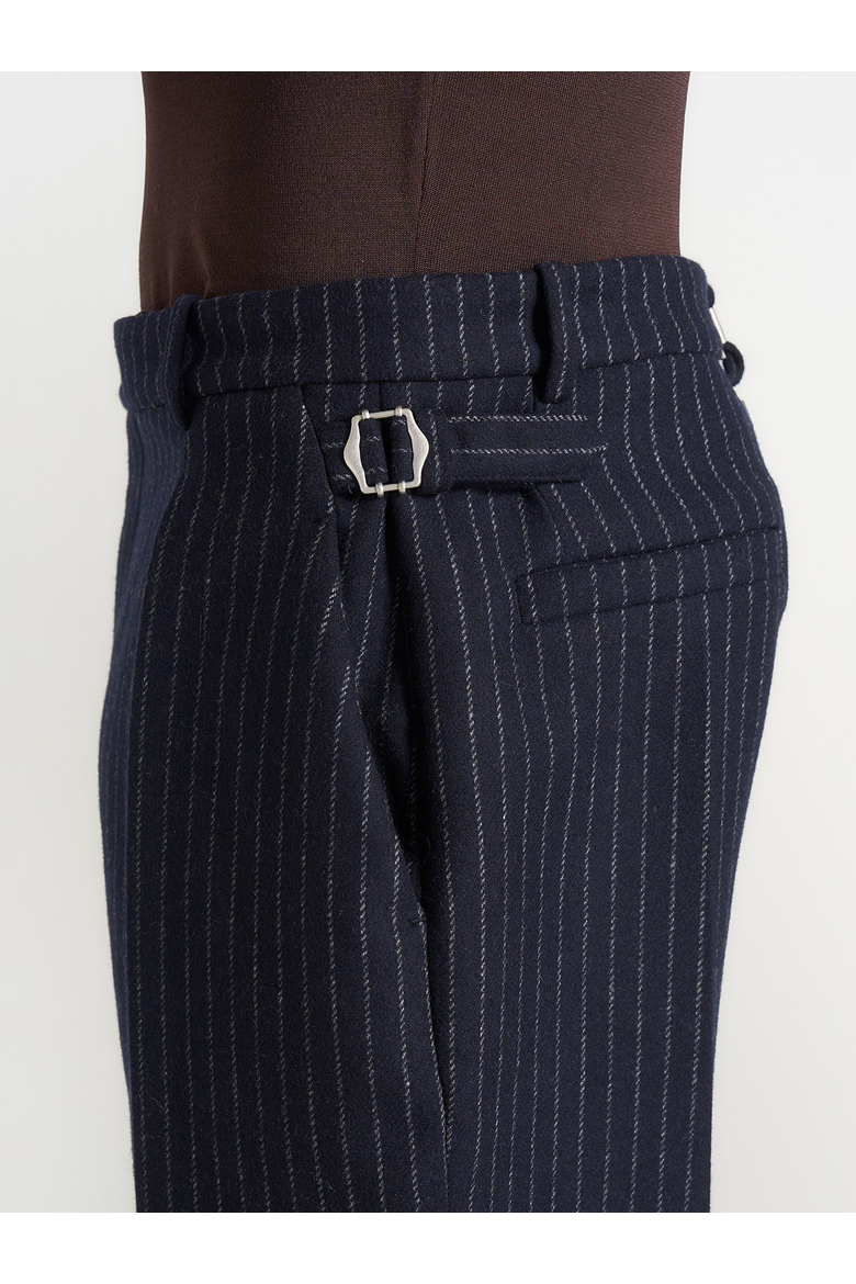 Dorian Wool Pinstripe Pleated Trousers, Alternate, color, Navy