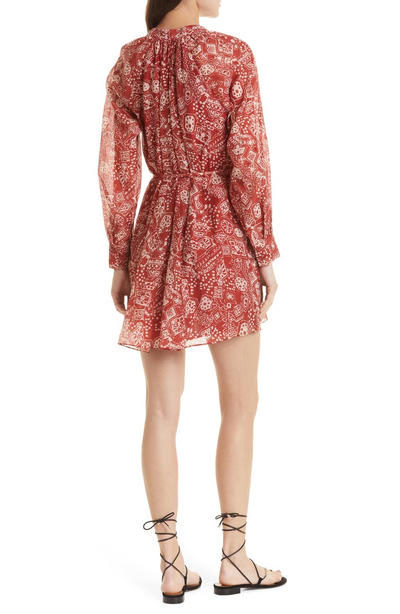 Rebecca Taylor Labyrinth Abstract Print Cotton & Silk Dress, Alternate, color, Labyrinth Print Red