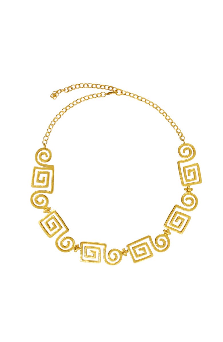 Ottoman Hands Megara Geometric Spiral Necklace, Main, color, Brass