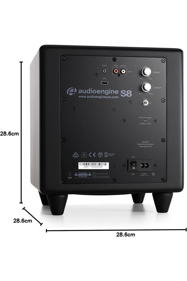 S8 250 Watt 8in Powered Subwoofer, Alternate, color, Black