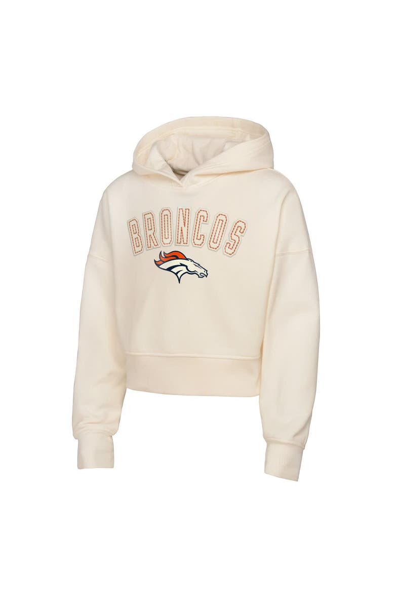 Outerstuff Girls Youth Outerstuff Cream Denver Broncos Oversized Cropped Blitz Hoodie, Alternate, color, 