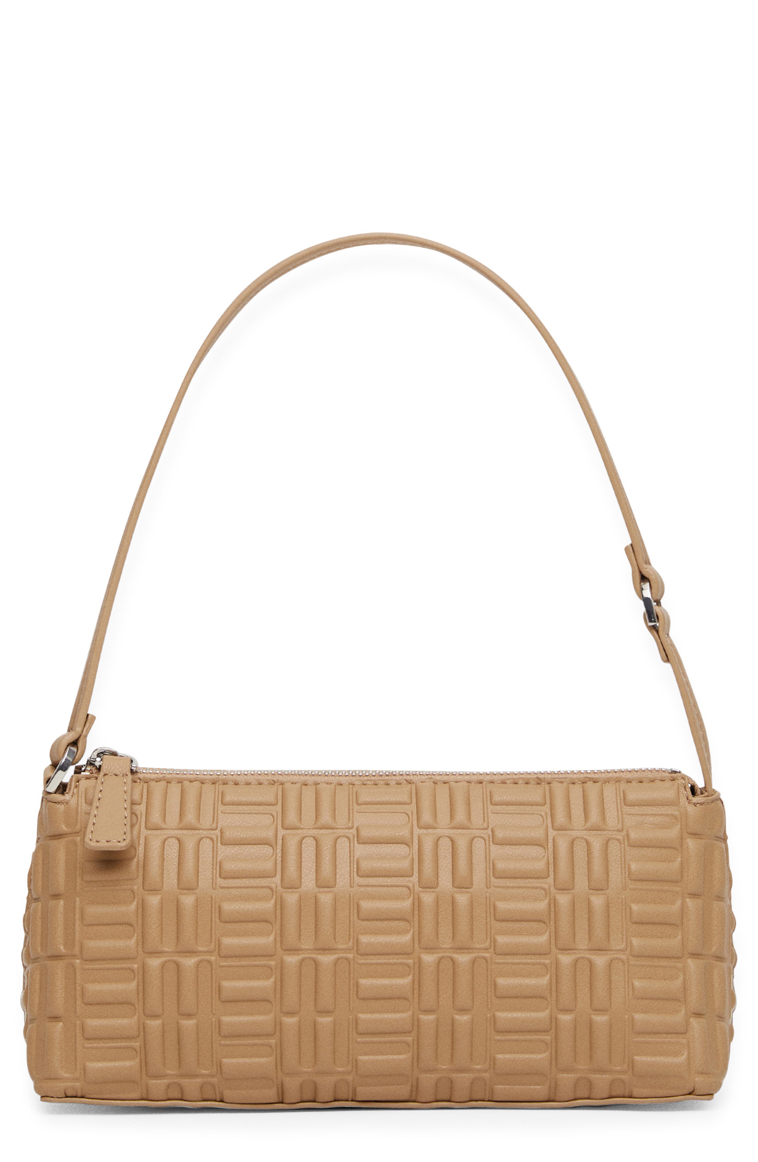 MANGO Textured Baguette Faux Leather Bag, Main, color, 