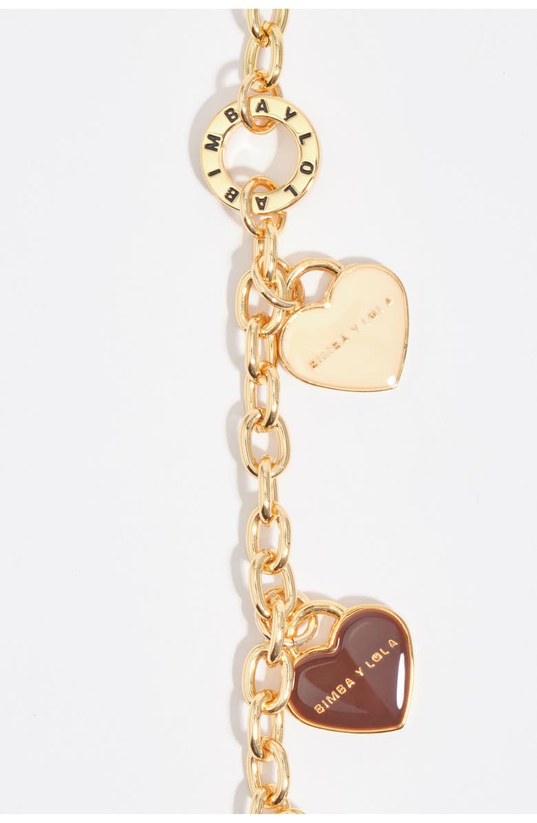 Bimba y Lola Heart Logos Chain Necklace, Alternate, color, Lime