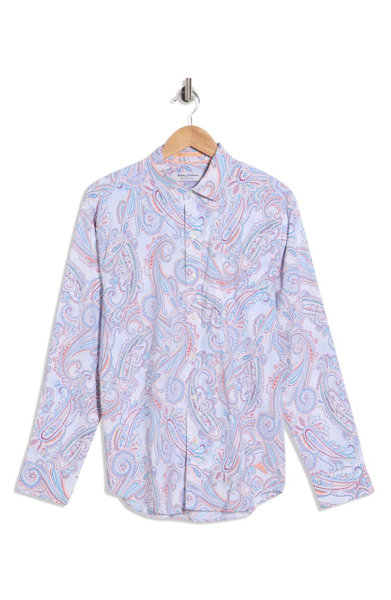Tommy Bahama Siesta Key Paisley Tides Dress Shirt, Main, color, Dew Drop