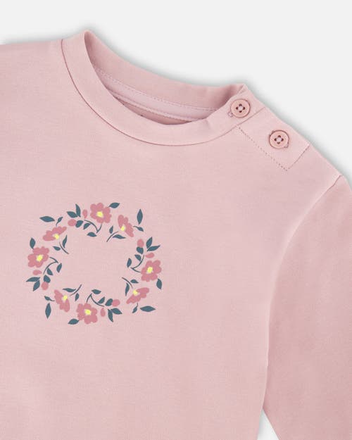 Deux Par Deux Organic Cotton Evolutive Pant And Long Sleeve Top Set In Pink