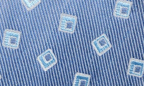 David Donahue Geometric Silk & Linen Tie In Blue
