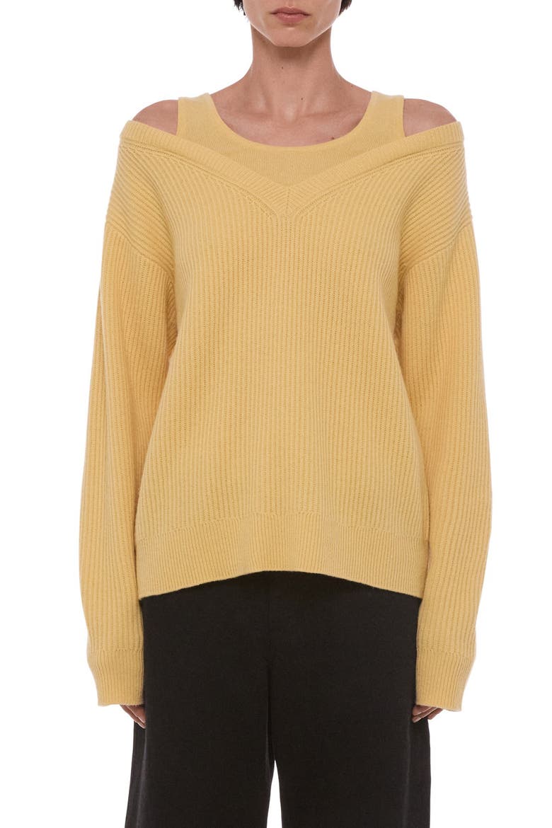 Double Layer Wool Sweater, Main, color, CORNSILK