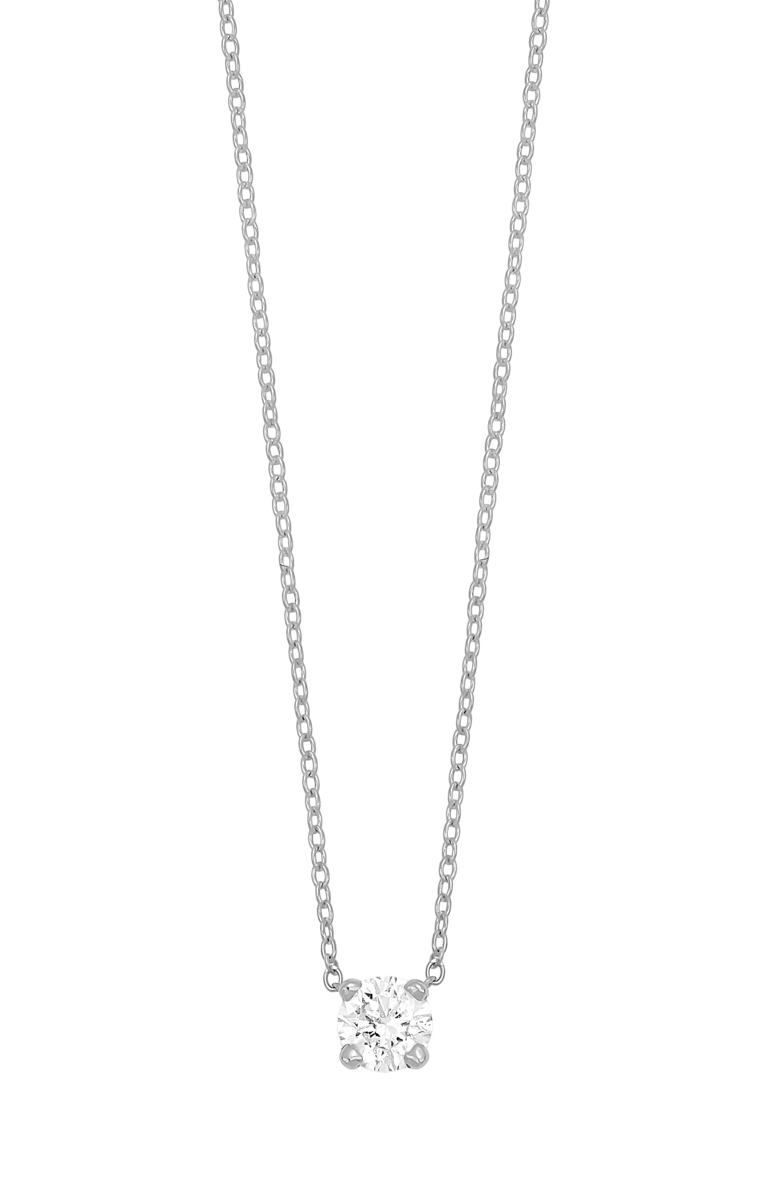 14K Gold Diamond Solitaire Pendant Necklace - 0.12 ctw