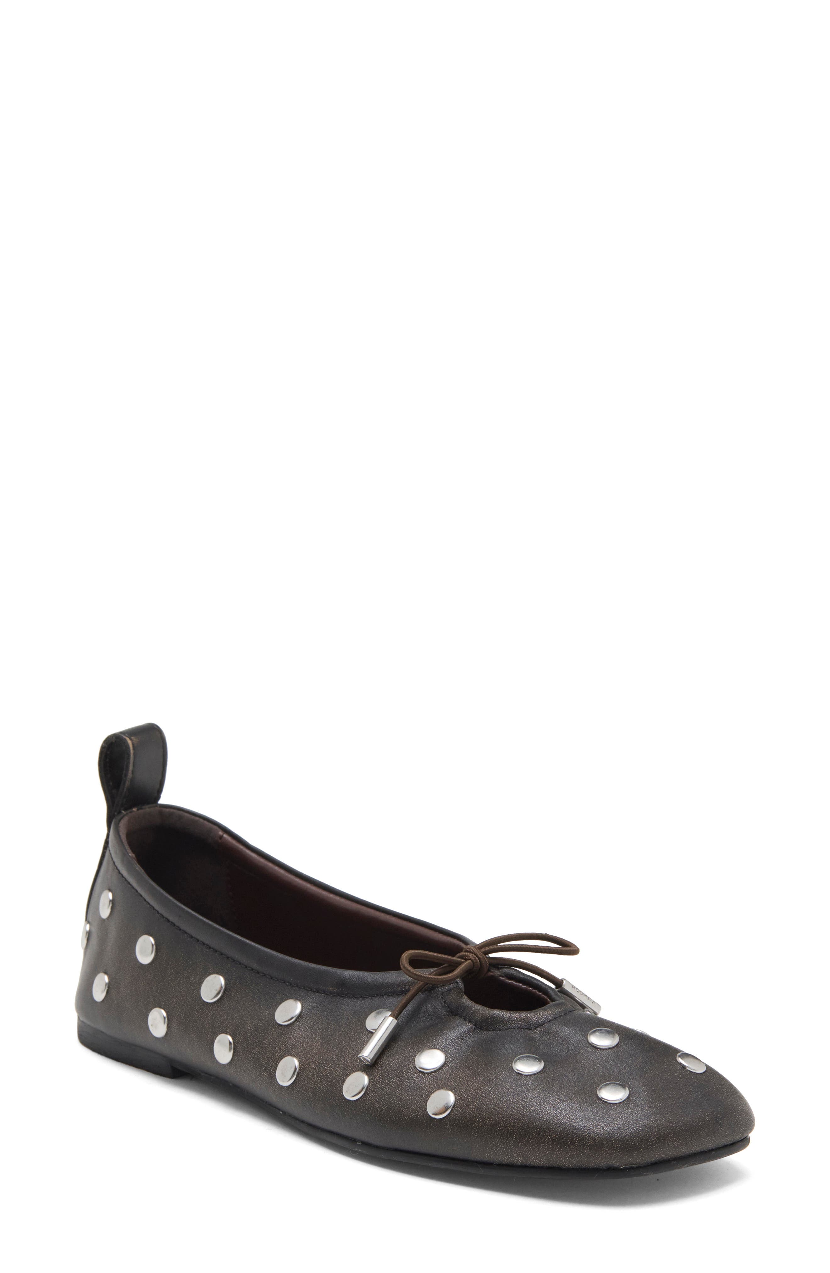 Rosalind Studded Leather Ballet Flat, Main, color, ALL STUDS VINTAGE EFFECT BROWN