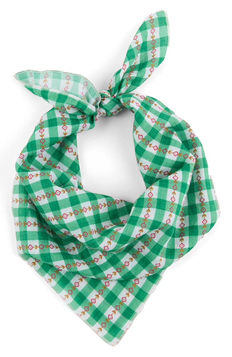Viens Avec Moi Plaid Mini Square Scarf, Alternate, color, Green