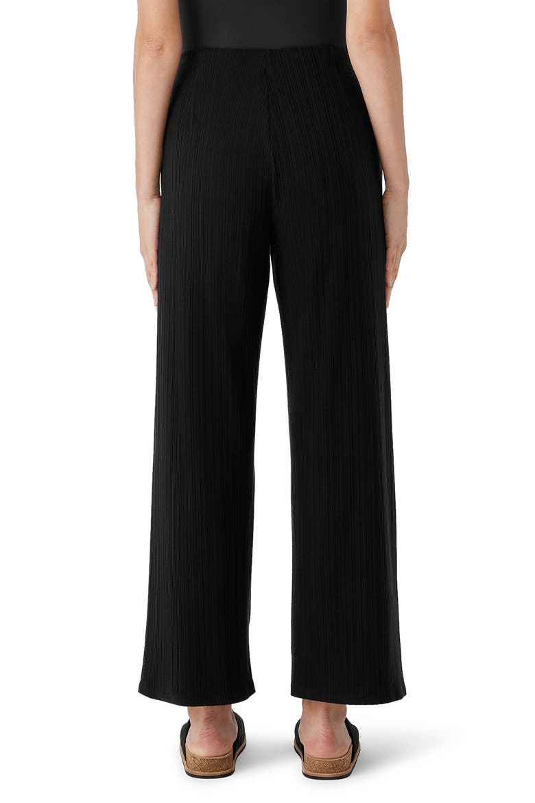 Rib Wide Leg Ankle Pants, Alternate, color, BLACK