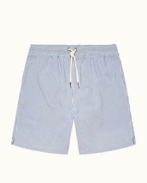 Mastiff Seersucker Longest-Length Relaxed Fit Drawcord Swim Shorts
