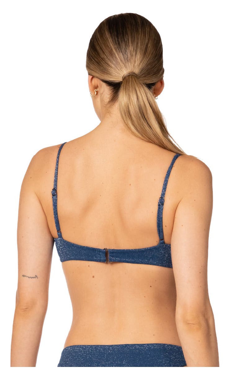 KIBYS Sacred Sun Luxe Shimmer Praia Triangle Bralette Top, Alternate, color, Shimmery Blue